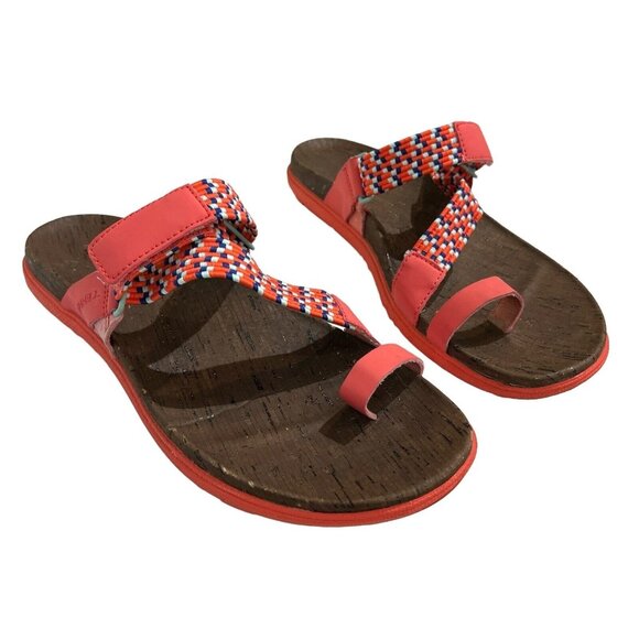 Merrell Sandals Womens 9 Around Town Sunvue Thong Woven Outdoor Hot Coral Hiking - Picture 1 of 8